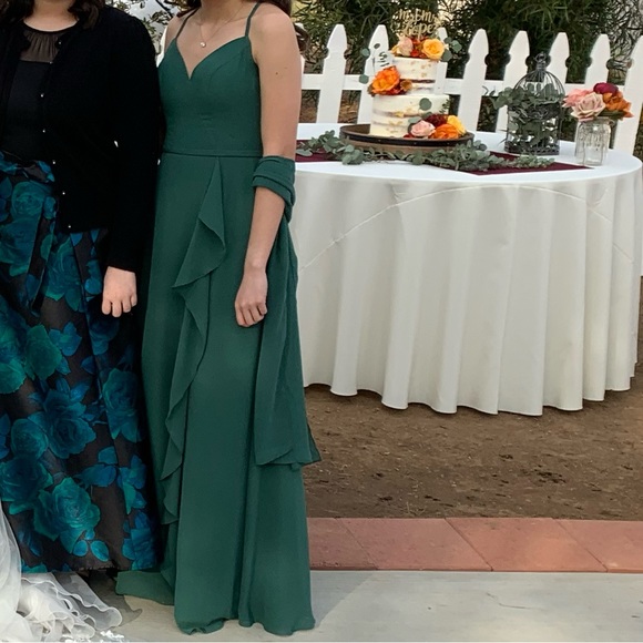 Azazie Olive green bridesmaid dress size 2 - Picture 10 of 11